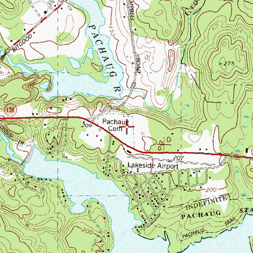 Topographic Map of Pachaug Cemetery, CT
