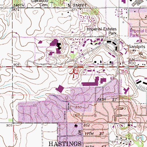 Topographic Map of Pleasant Hill Library, MN