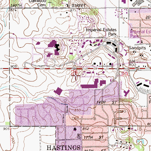 Topographic Map of Hope Lutheran Church, MN