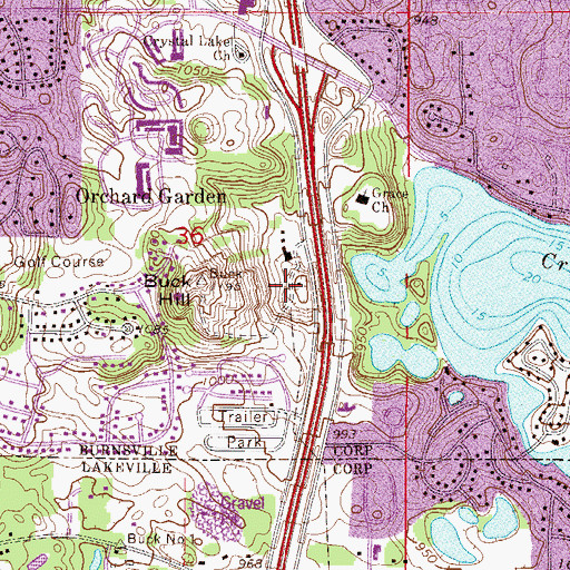 Topographic Map of Buck Hill Ski Area, MN