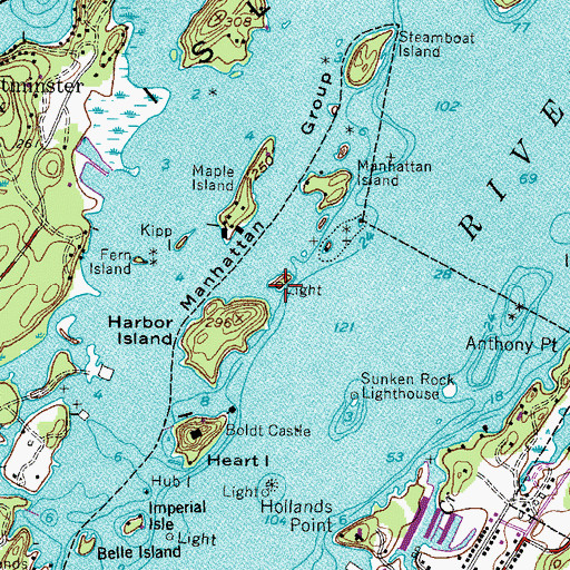 Topographic Map of Harbor Island Light, NY