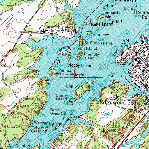 Topographic Map of Pullman Shoal Lighthouse, NY