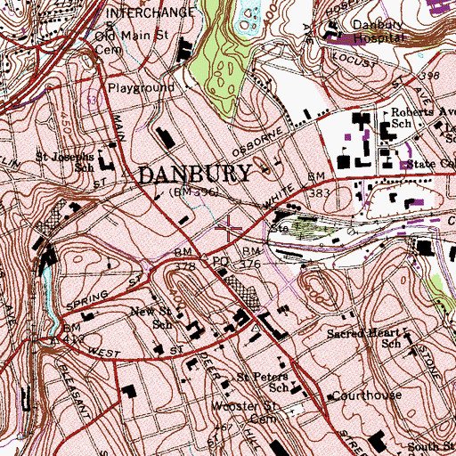 Topographic Map of Padanaram Brook, CT