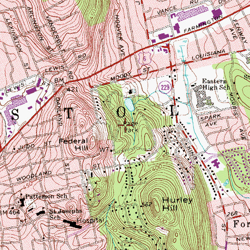 Topographic Map of Page Park, CT