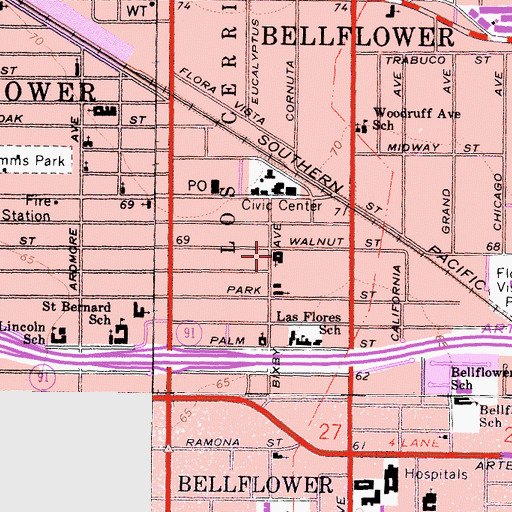 Topographic Map of Seventh Day Adventist Church, CA