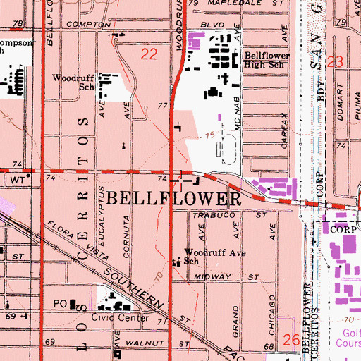 Topographic Map of United Pentecostal Church, CA