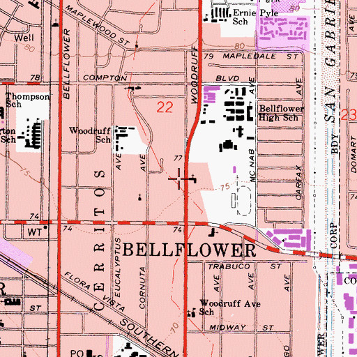 Topographic Map of Our Savior Lutheran Church, CA