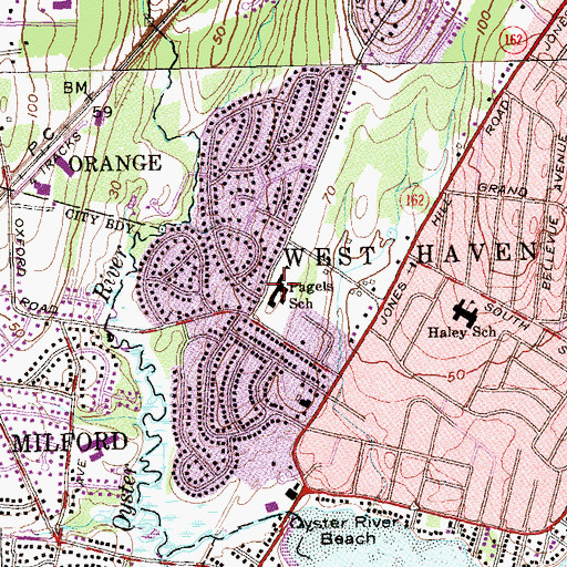 Topographic Map of Alma E Pagels School, CT