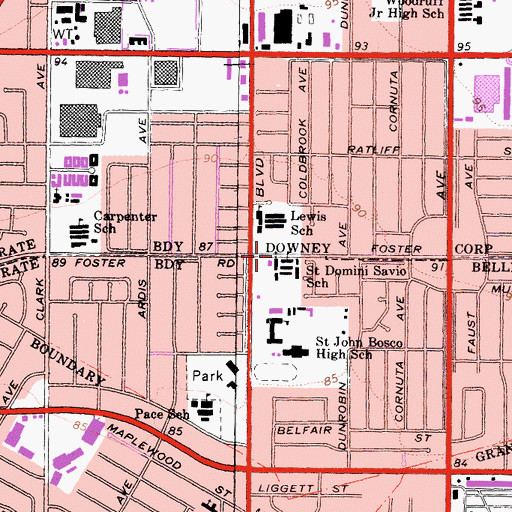 Topographic Map of Saint Dominic Savio Church, CA