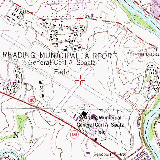 Topographic Map of Reading Army Air Field (historical), PA
