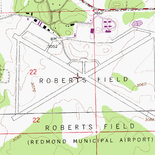 Topographic Map of Redmond Army Air Field (historical), OR