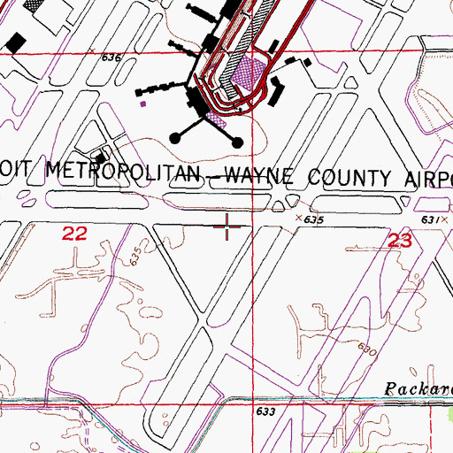 Topographic Map of Romulus Army Air Field (historical), MI