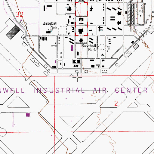 Topographic Map of Roswell Army Air Field (historical), NM