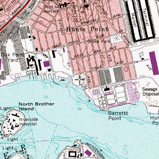 Topographic Map of Barretto Point Park, NY