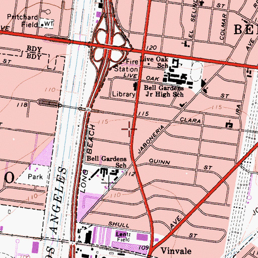 Topographic Map of Iglesia Apostilica Bell Gardens, CA