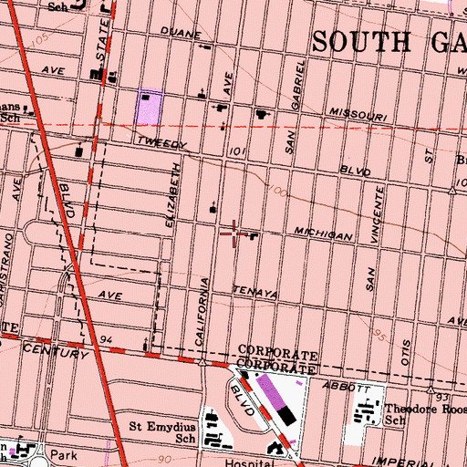 Topographic Map of Pentecostal Church of God, CA