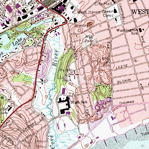 Topographic Map of Painter Park, CT