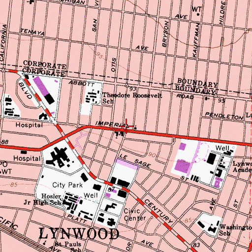 Topographic Map of South-Lyn Church of Christ, CA