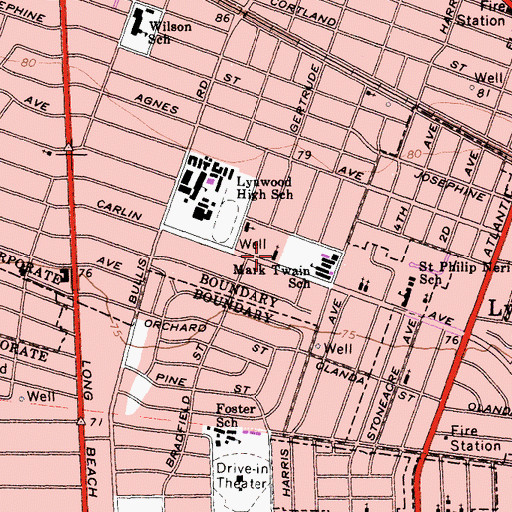 Topographic Map of Lynton Missionary Church, CA