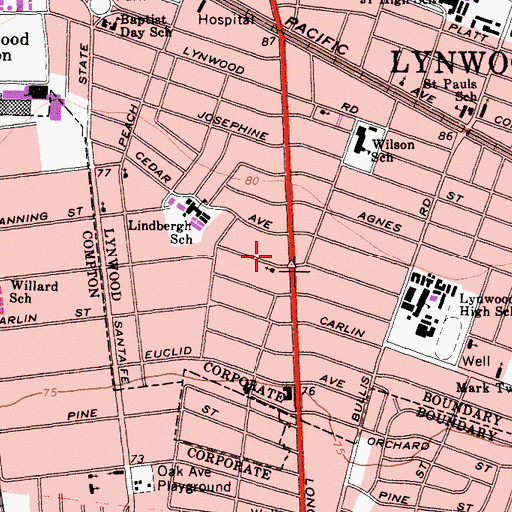 Topographic Map of Household of God Bibleway Church, CA
