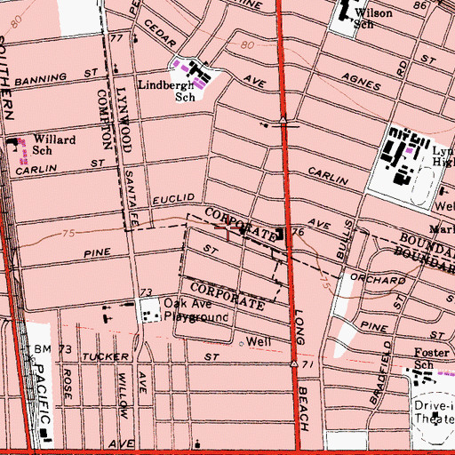 Topographic Map of Christ Deliverance Baptist Church, CA
