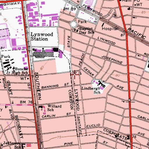 Topographic Map of Bethesda Temple, CA