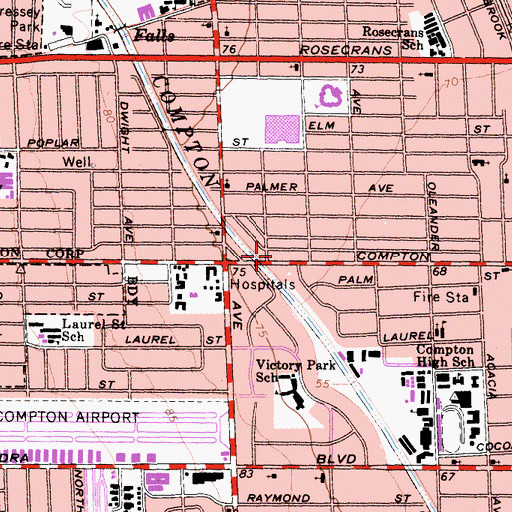Topographic Map of Living Water Christian Fellowship Church, CA