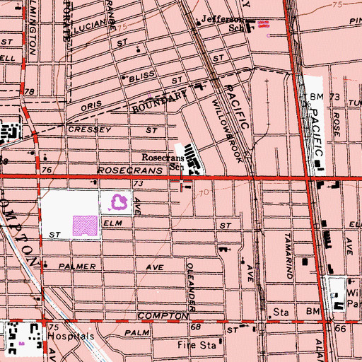 Topographic Map of Curry Temple Christian Methodist Episcopal Church, CA