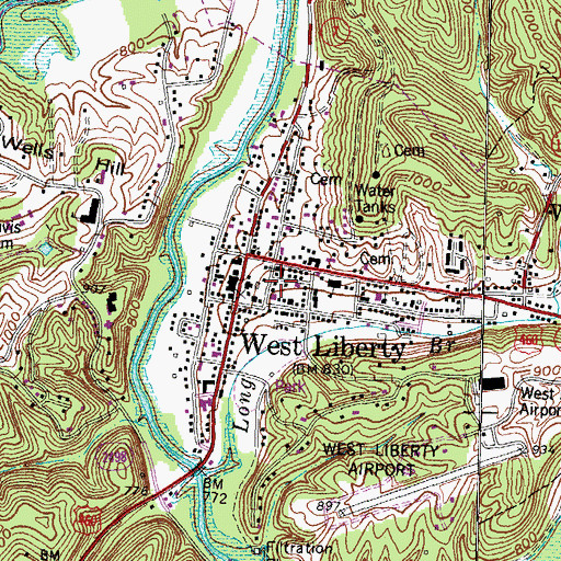 Topographic Map of West Liberty Christian Church, KY