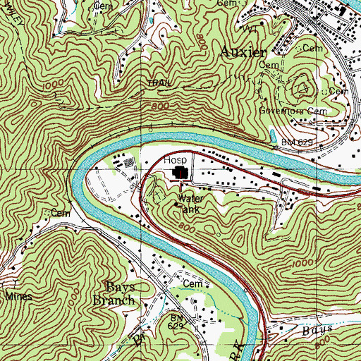 Topographic Map of Highlands Regional Medical Center, KY