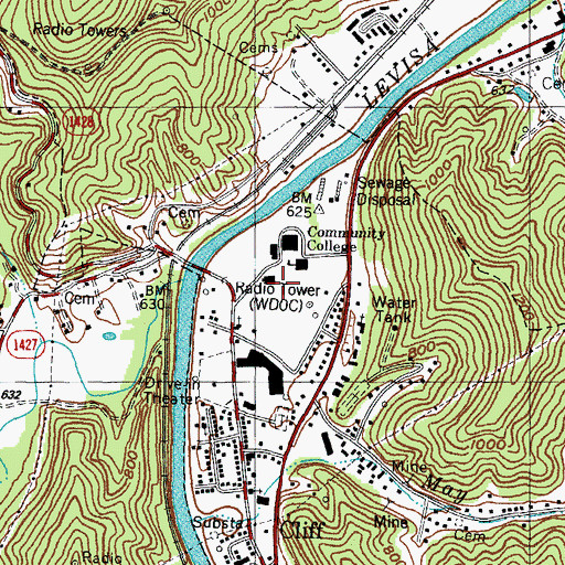 Topographic Map of Prestonburg Community College Student Center, KY