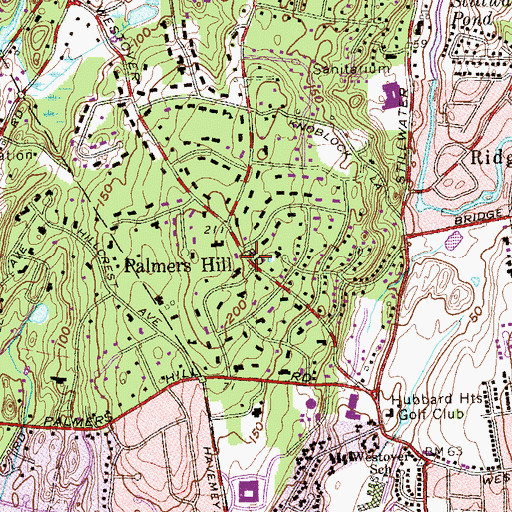 Topographic Map of Palmers Hill, CT