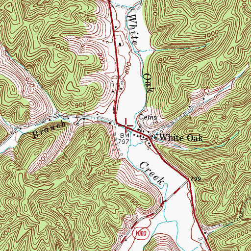 Topographic Map of White Oak Christian Church, KY