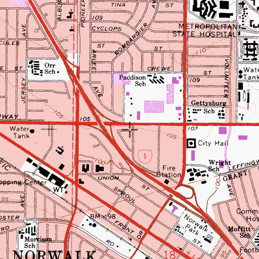 Topographic Map of Saint Francis Episcopal Church, CA