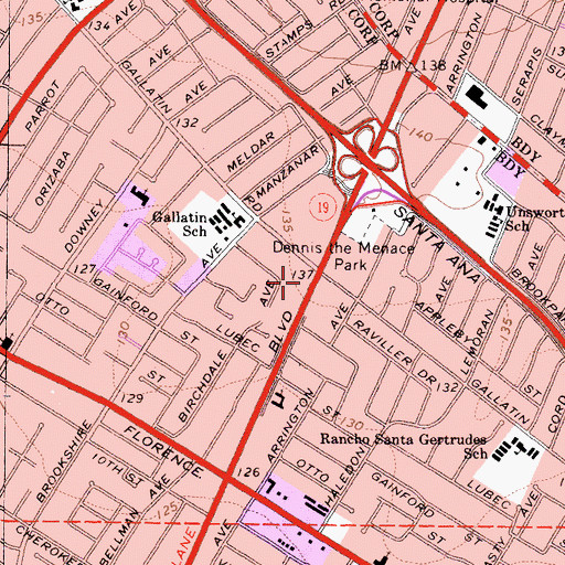 Topographic Map of Los Angeles Southern Baptist Church, CA