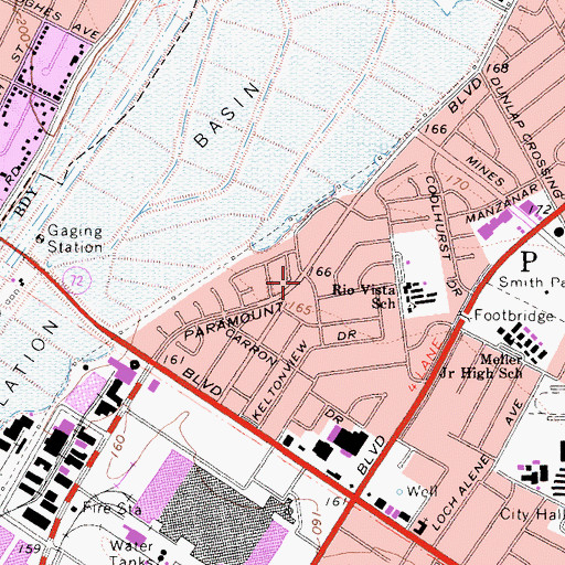 Topographic Map of Pico Rivera United Methodist Church, CA