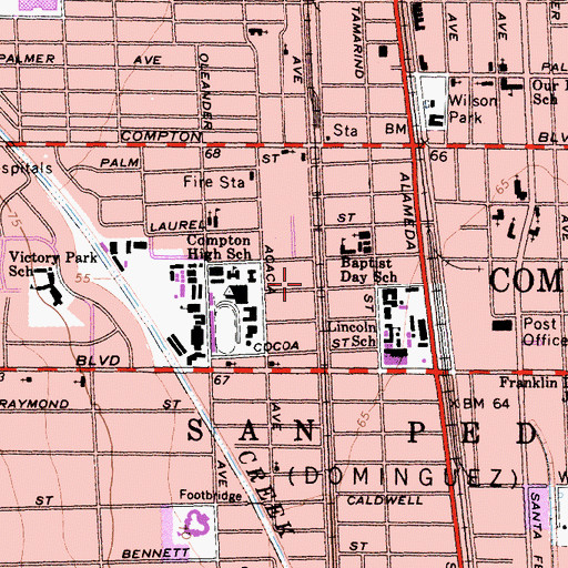 Topographic Map of Greater Phillips Chapel Christian Methodist Episcopal Church, CA