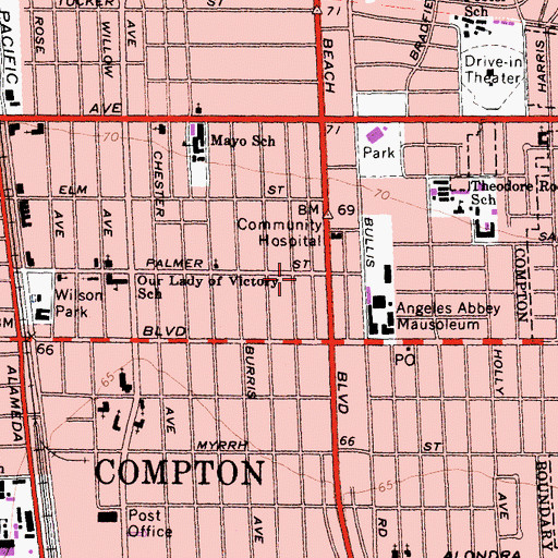 Topographic Map of New Horizon Missionary Baptist Church, CA