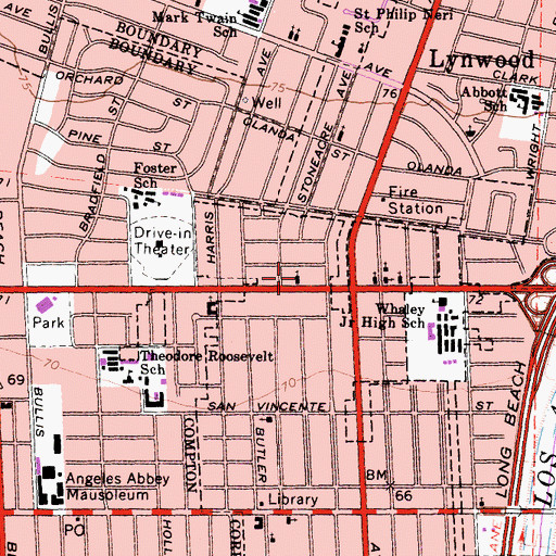 Topographic Map of Tower of Faith Evangelistic Church, CA