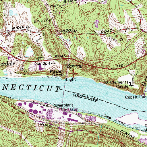 Topographic Map of Paper Rock, CT
