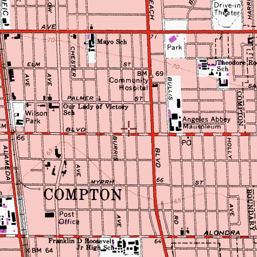 Topographic Map of International Full Gospel Church, CA