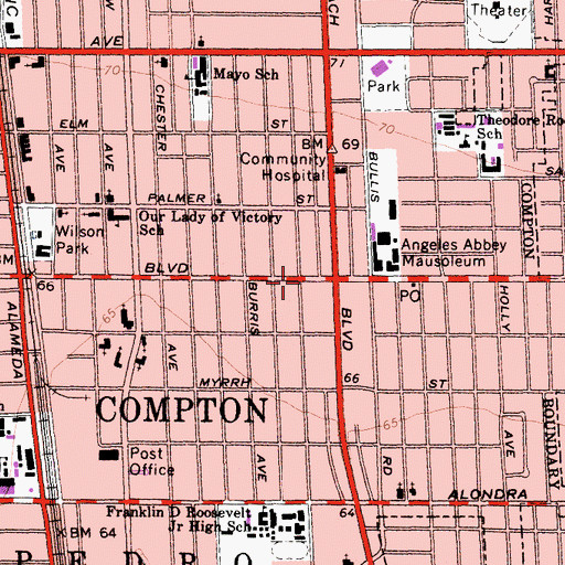 Topographic Map of Garden of Eden Baptist Church, CA