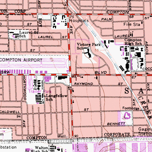 Topographic Map of New Rising Sun Missionary Church, CA