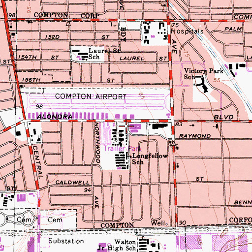 Topographic Map of Calvary Immanuel Church of God, CA