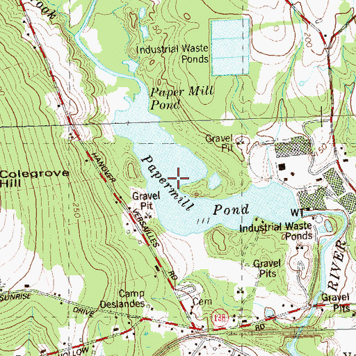 Topographic Map of Papermill Pond, CT