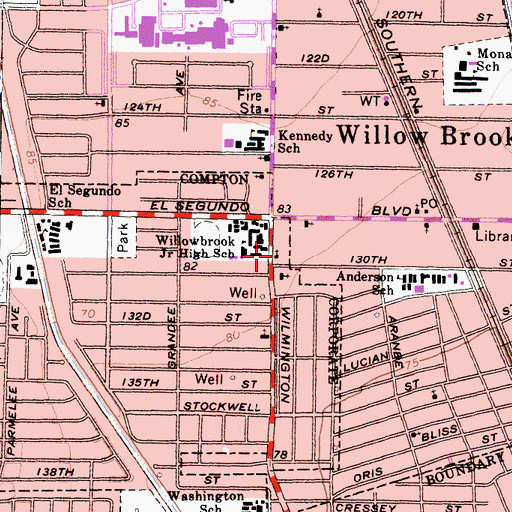 Topographic Map of Little Zion Missionary Baptist Church, CA