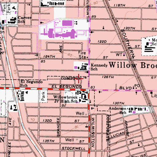 Topographic Map of Nehemiah Missionary Baptist Church, CA