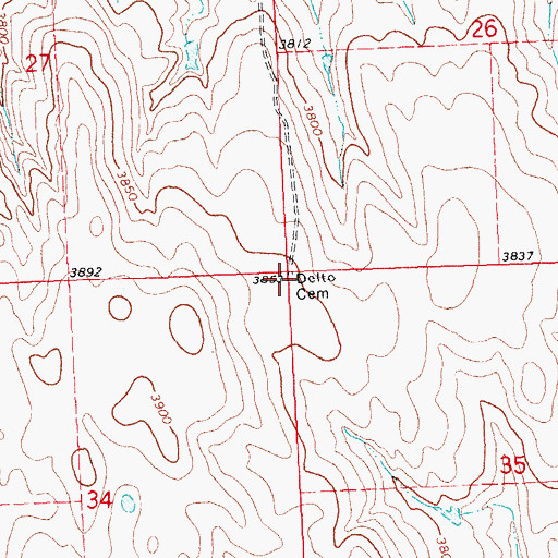 Topographic Map of Delto Cemetery, CO