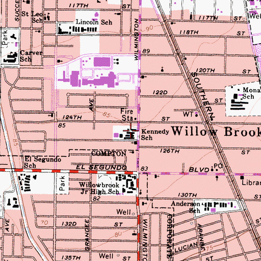 Topographic Map of Calvary Resurrectional Baptist Church, CA