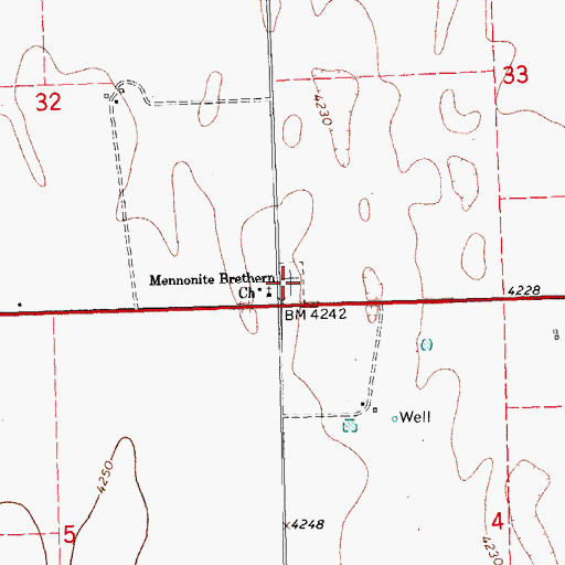 Topographic Map of Joes Mennonite Church Cemetery, CO